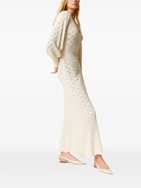 TWINSET floral knitted maxi dress - White