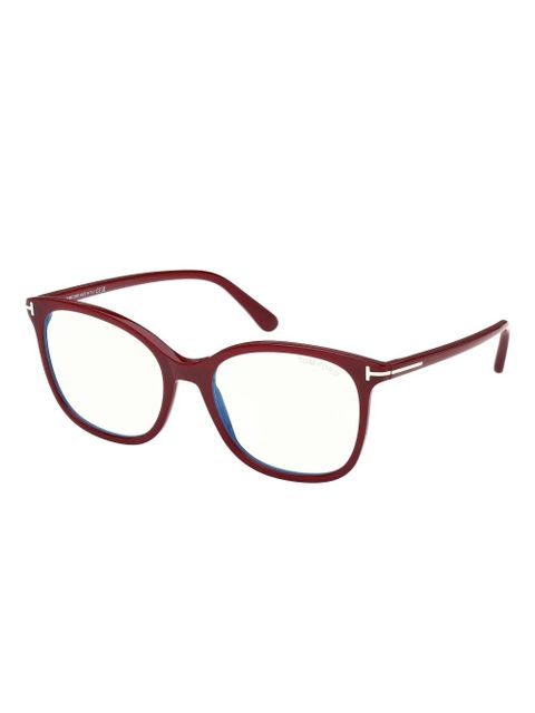 TOM FORD Eyewear hinge-detail round glasses - Red
