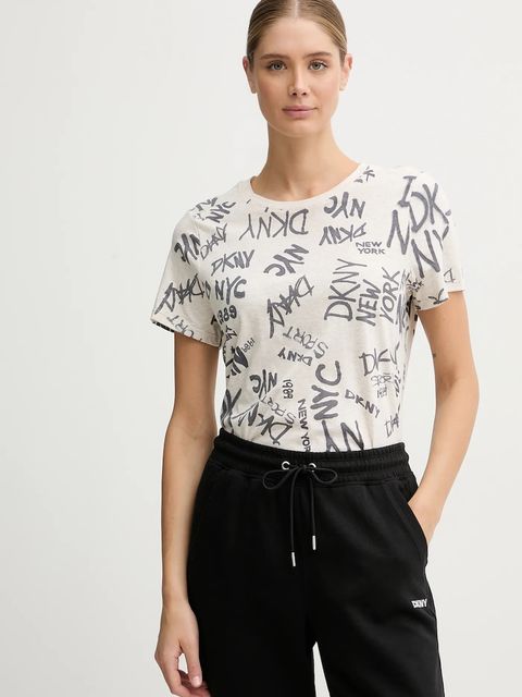 Dkny t-shirt bawełniany TOMPKINS TEES damski kolor beżowy DP5T1330 - zdjęcie produktu nr 1