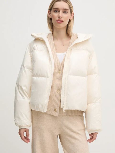 Tommy Hilfiger kurtka puchowa damska kolor beżowy zimowa oversize WW0WW43523