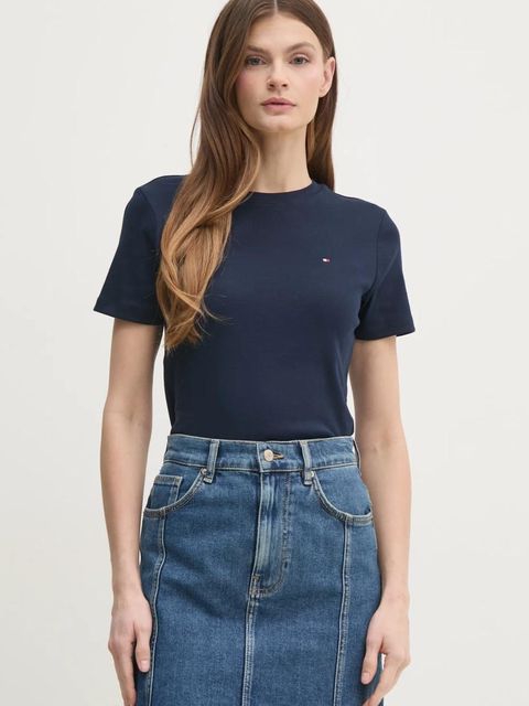 Tommy Hilfiger t-shirt bawełniany damski kolor granatowy WW0WW40587 - zdjęcie produktu nr 1