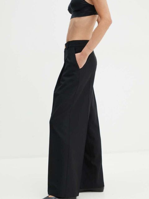 AERON spodnie damskie kolor czarny szerokie high waist CRPA249474