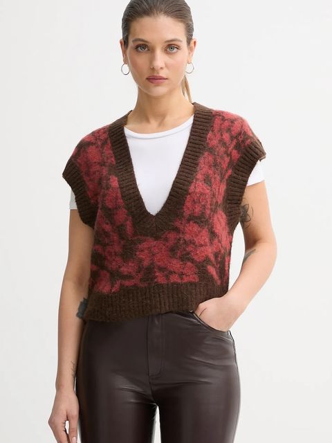 United Colors of Benetton kamizelka z domieszką moheru damski kolor brązowy 1VAAE403E - zdjęcie produktu nr 1