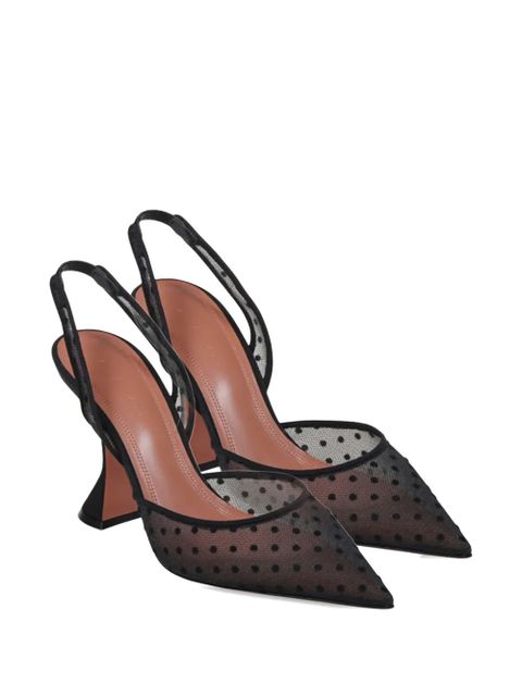 Amina Muaddi 95mm Holli polka-dot slingback pumps - Black