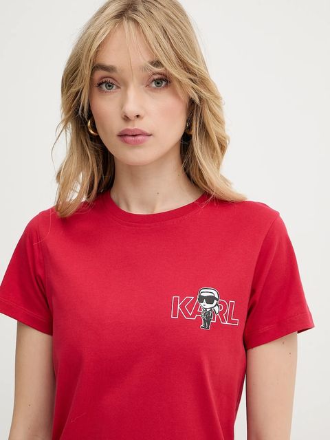 Karl Lagerfeld t-shirt bawełniany IKON damski kolor czerwony A3W17085