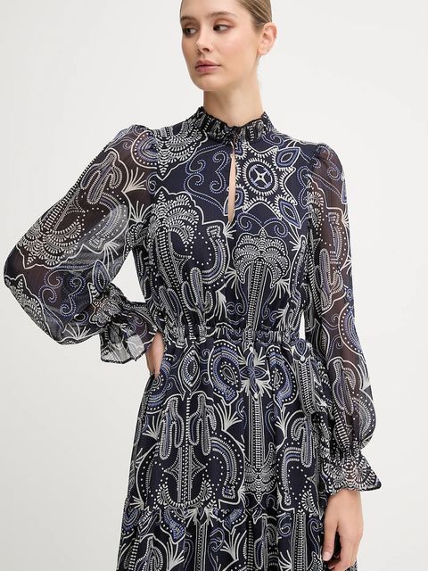 OUI sukienka kolor granatowy maxi rozkloszowana 94168