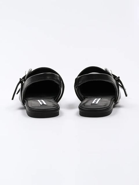 Karl Lagerfeld baleriny skórzane KONNIE kolor czarny z odkrytą piętą KL40186A