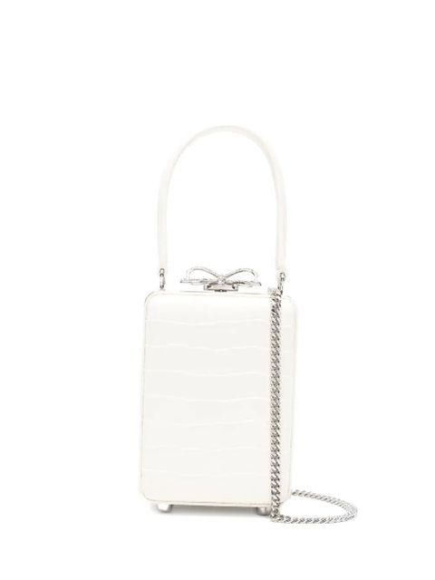 Self-Portrait micro crocodille-effect leather tote bag - Neutrals - zdjęcie produktu nr 1