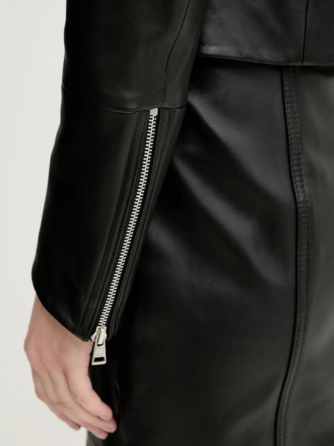 HUGO kurtka skórzana kolor czarny przejściowa 50541262