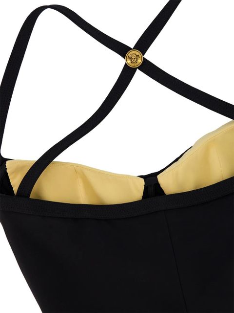 Versace cross-strap Medusa-plaque maxi dress - Black