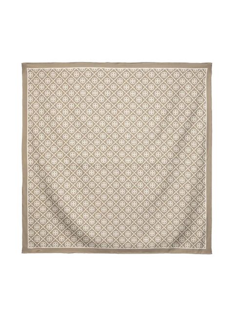 Tory Burch T Monogram silk scarf - Neutrals - zdjęcie produktu nr 1