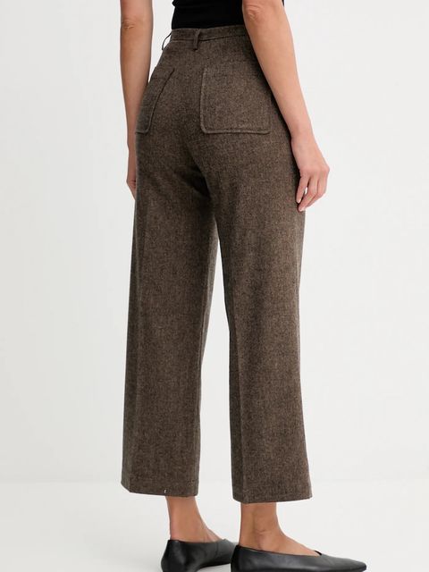 Sessun spodnie z dodatkiem wełny damskie kolor brązowy szerokie high waist 25107006 - zdjęcie produktu nr 2