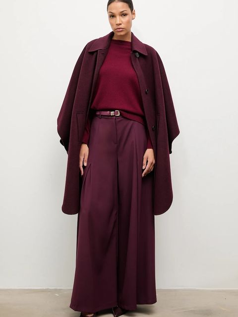 Answear.LAB spodnie damskie kolor bordowy szerokie high waist - zdjęcie produktu nr 1