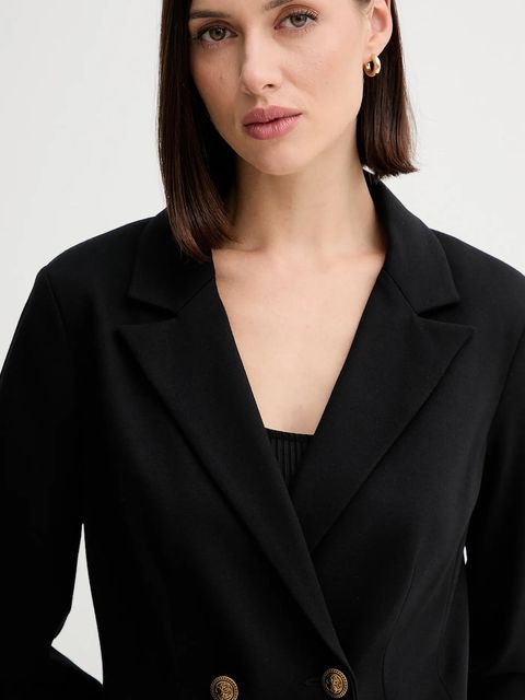 Guess marynarka MAELICE kolor czarny dwurzędowa gładka W5YN39 KCMU2