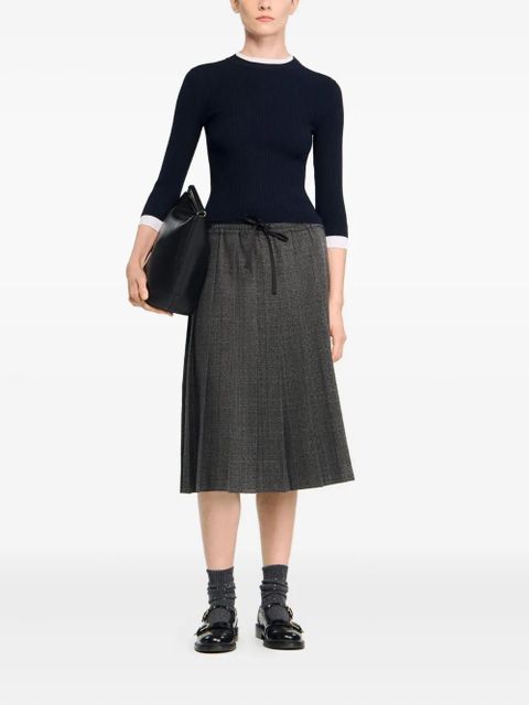 SANDRO ribbed round-neck T-shirt - Black - zdjęcie produktu nr 2