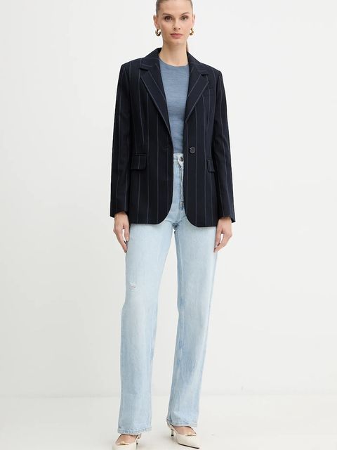 BOSS t-shirt wełniany damski kolor niebieski 50544996