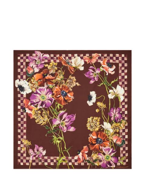 Ferragamo Fiori-print silk scarf - Red - zdjęcie produktu nr 1