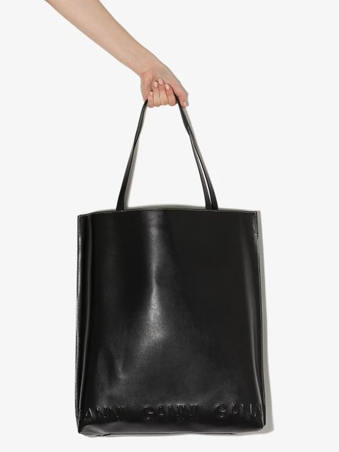 GANNI large Banner tote bag - Black