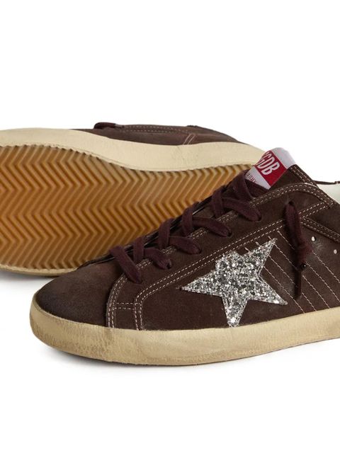 Golden Goose Super Star glitter-star embellished sneakers - Brown