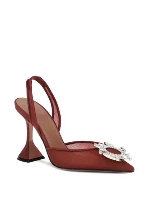 Amina Muaddi 95mm Begum crystal-embellished heeled sandals - Red - zdjęcie produktu nr 2