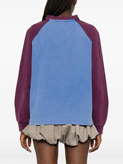SHUSHU/TONG raglan-sleeve logo-embroidered sweater - Blue