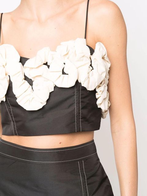 GANNI gathered-detail crop top - Black