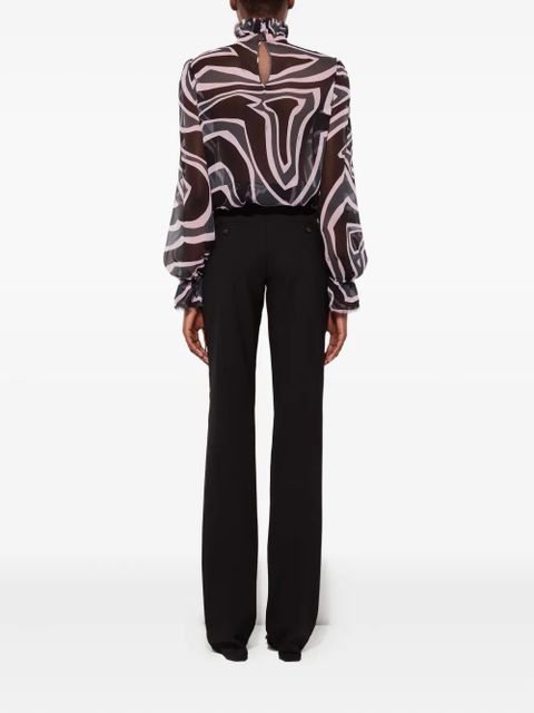 PUCCI labirinto print balloon-sleeves blouse - Black
