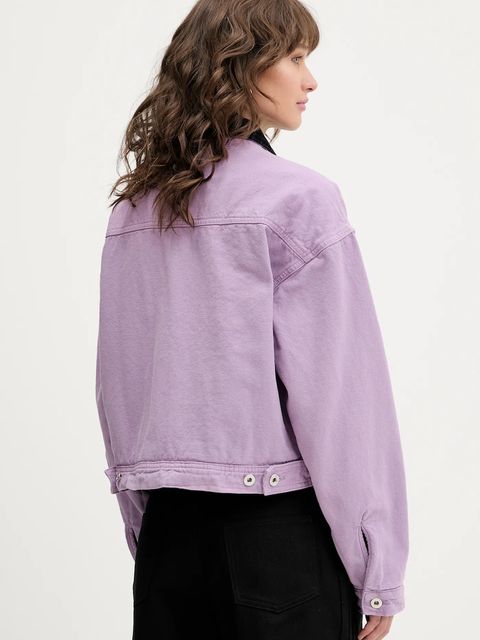 Karl Lagerfeld Jeans kurtka bawełniana kolor fioletowy przejściowa oversize A3W14016