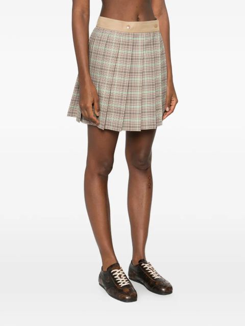 Moncler pleated checkered mini skirt - Brown