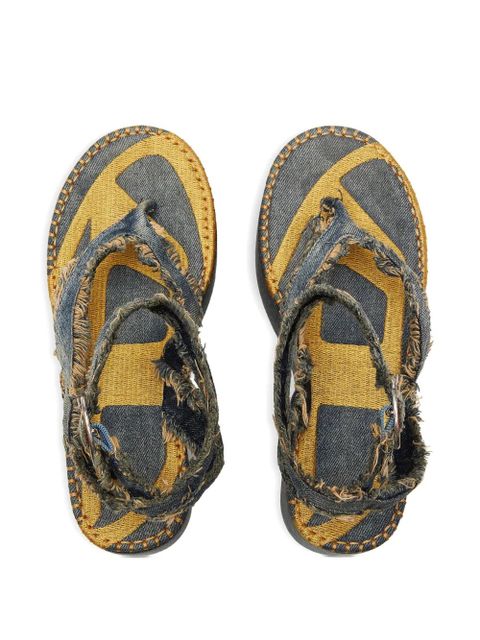 Diesel frayed-edge platform sandals - Blue