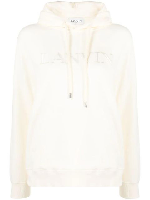Lanvin logo-embroidered fleece hoodie - Neutrals - zdjęcie produktu nr 1