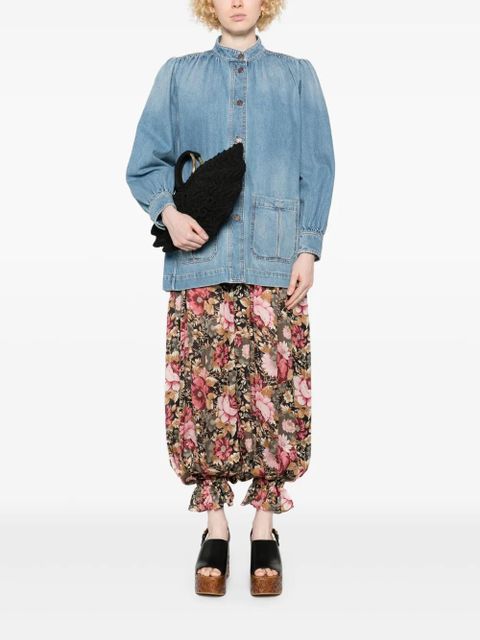 Chloé gathered denim jacket - Blue