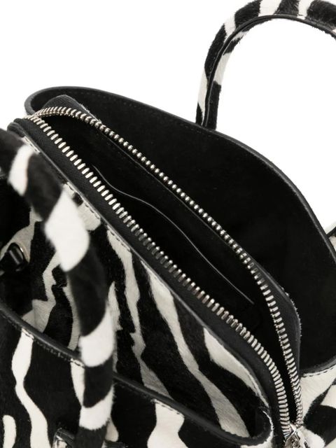 The Attico mini La Passeggiata zebra-pattern tote bag - Black