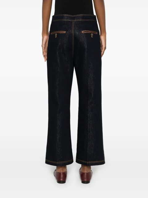 ETRO Pegaso-buttons cropped jeans - Blue