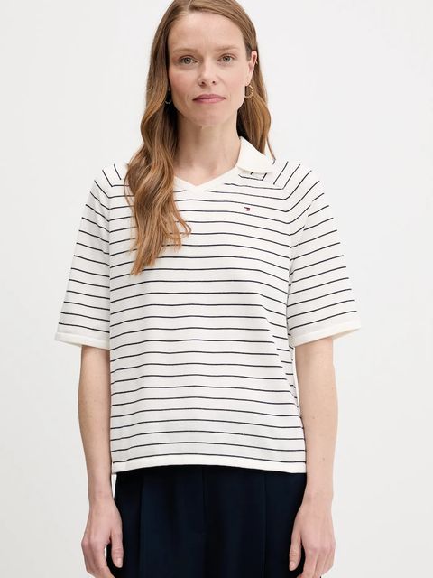 Tommy Hilfiger sweter bawełniany damski kolor biały lekki WW0WW45694 - zdjęcie produktu nr 1