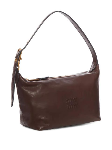 Miu Miu logo-embossed leather shoulder bag - Brown