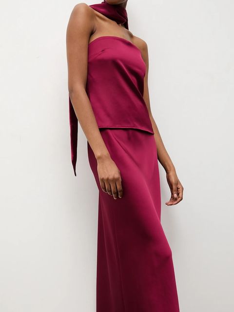 Answear.LAB top i spódnica damski kolor bordowy