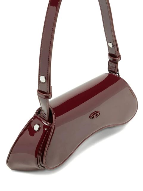 Diesel asymmetric plaque shoulder bag - Red