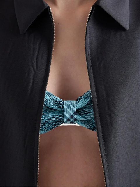 Prada checked print jersey bikini top - Blue