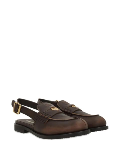 Miu Miu logo-detail slingback loafers - Brown - zdjęcie produktu nr 2