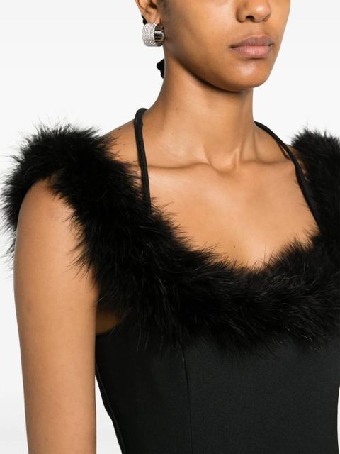 The Attico feather-trim midi dress - Black - zdjęcie produktu nr 2