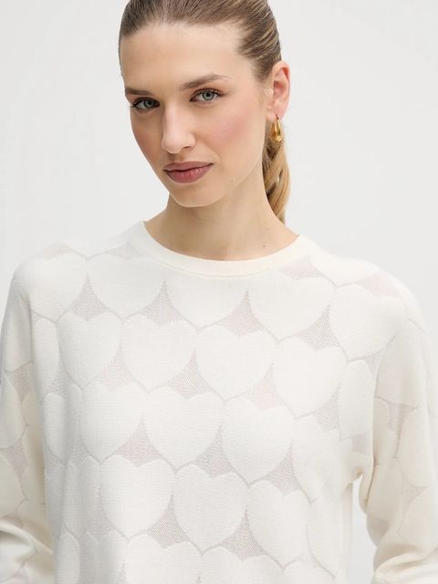 OUI sweter z domieszką jedwabiu damski kolor beżowy lekki 96105