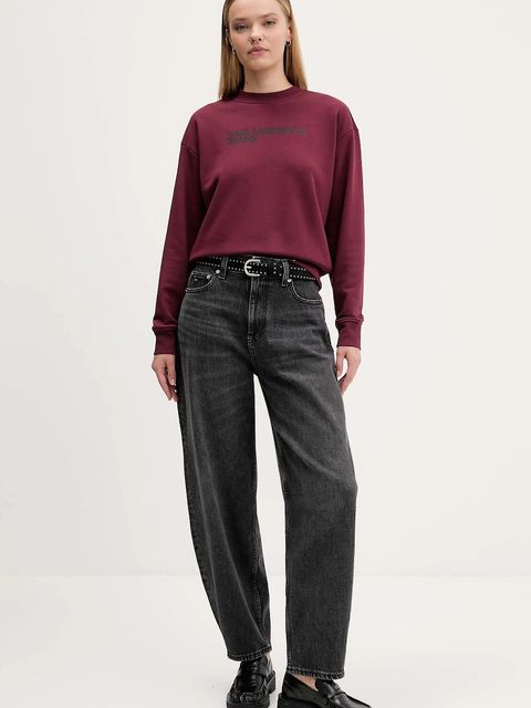 Karl Lagerfeld Jeans bluza damska kolor bordowy z nadrukiem A1W20005 - zdjęcie produktu nr 2