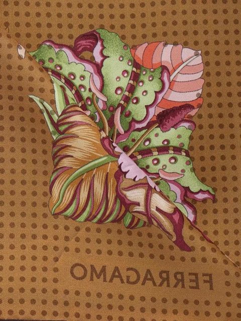 Ferragamo floral-print polka-dot scarf - Brown