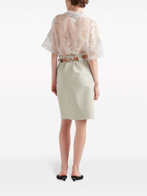 Prada floral-embroidered sheer silk shirt - White - zdjęcie produktu nr 2