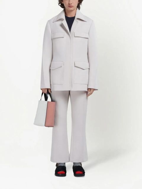 Marni two-tone leather tote bag - White