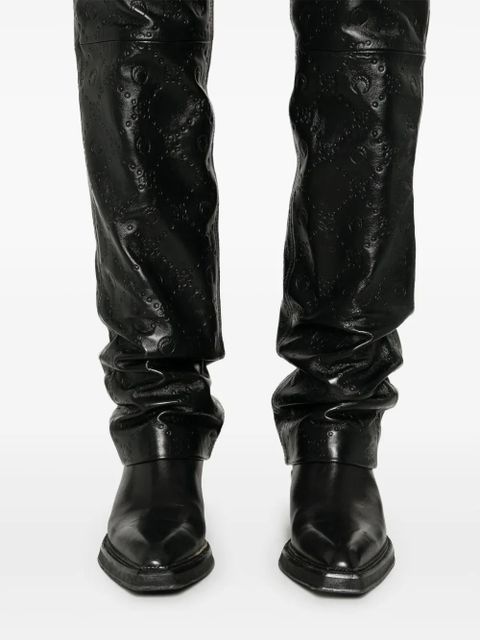 Marine Serre moonogram-embossed straight trousers - Black