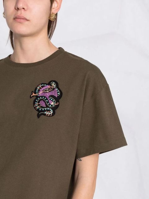 ETRO beaded motif-patch oversized T-shirt - Green