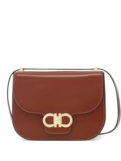Ferragamo Double Gancini North-South logo-buckle shoulder bag - Brown - zdjęcie produktu nr 1
