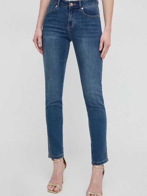 Morgan jeansy PCLEM damskie kolor niebieski